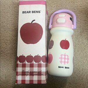 BEAR BENS 550ml Insulated Stainless Steel Dual-Drink Straw Bottle – Cute Design